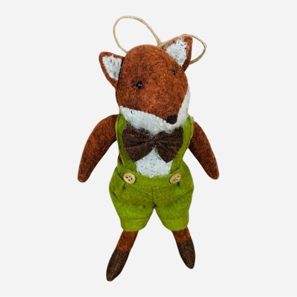 Handmade Ornament Fox Gentleman Felted Stuffed Christmas Tree Ornament Xmas Deco - Picture 3 of 5